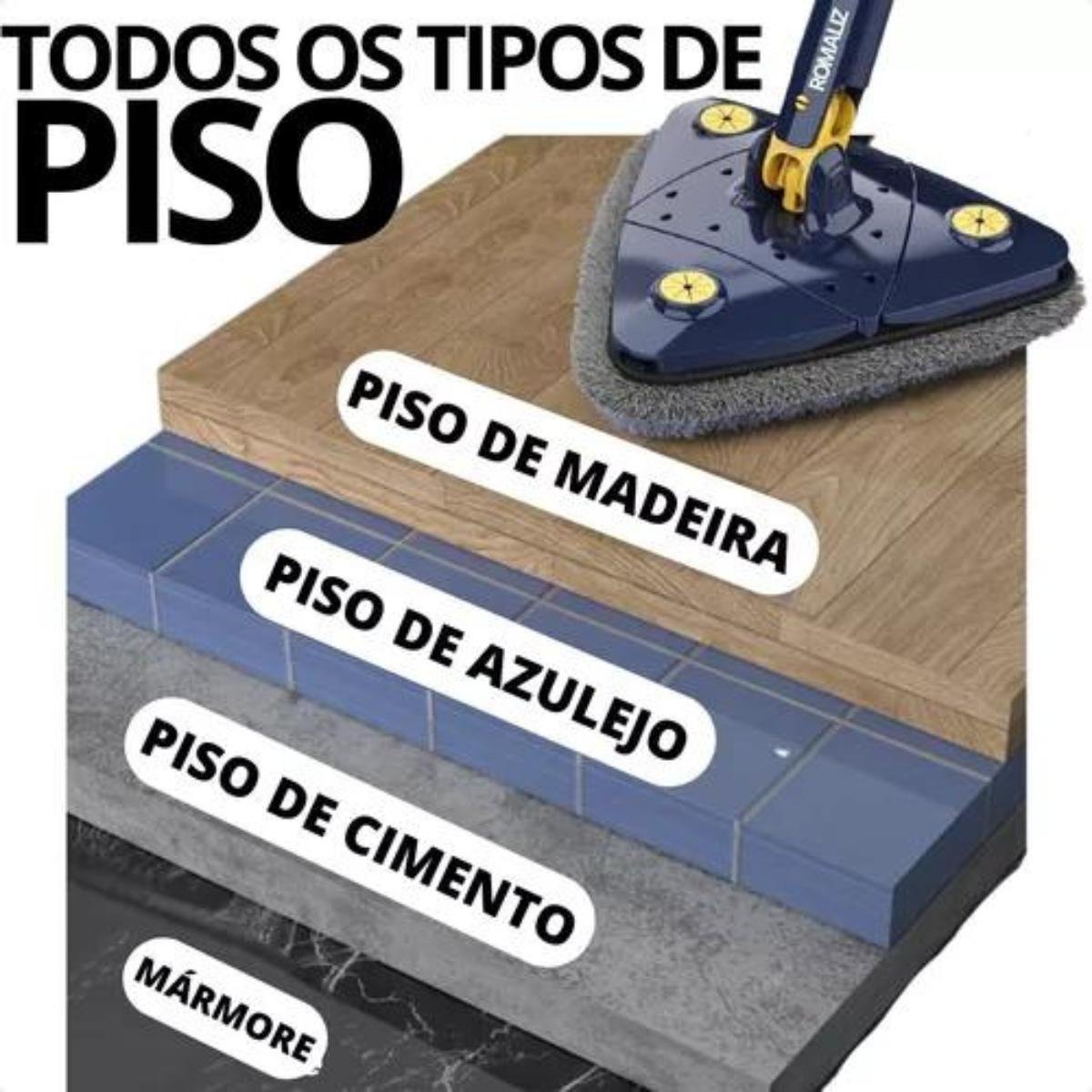 Mop Limpeza 360 Triangular Giratório Ajustável, Lava e Seca, - 7