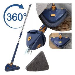 Mop Limpeza 360 Triangular Giratório Ajustável, Lava e Seca, - 1