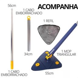 Mop Limpeza 360 Triangular Giratório Ajustável, Lava e Seca, - 4