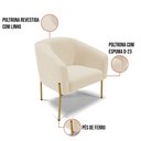 Ver imagem 3 de Poltrona Pé de Ferro Dourado Kit 2 Stella Linho Bege A19 D03 - D'Rossi