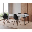 Ver imagem 1 de Mesa Jantar Industrial Retangular Branca 137X90Cm Base Ferro Preto C/4 Cadeiras Pretas Cor: Branco