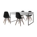 Ver imagem 6 de Mesa Jantar Industrial Retangular Branca 137X90Cm Base Ferro Preto C/4 Cadeiras Pretas Cor: Branco