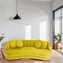 Ver imagem 2 de Sofá Curvo 3 Lugares Orgânico Sala Recepção Escritório Decorativo Luxo Panamá 185cm Suede