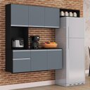 Ver imagem 2 de Cozinha Suspensa Mel 180cm com Balcão Preto/cinza Platinum e Tampo Mdp - Poquema