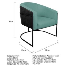 Kit 02 Poltronas Luiza Base de Ferro Preto Factor Preto e Linho - ADJ Decor POLTRONA KIT 2 , KIT 2 P - 10