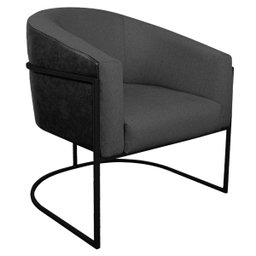 Kit 02 Poltronas Luiza Base de Ferro Preto Factor Preto e Linho - ADJ Decor POLTRONA KIT 2 , KIT 2 P - 4