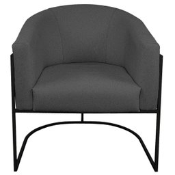 Kit 02 Poltronas Luiza Base de Ferro Preto Factor Preto e Linho - ADJ Decor POLTRONA KIT 2 , KIT 2 P - 2