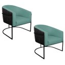 Ver mais imagens de Kit 02 Poltronas Luiza Base de Ferro Preto Factor Preto e Linho - Adj Decor Poltrona Kit 2 , Kit 2 P