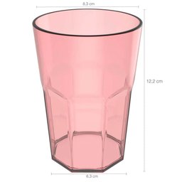 Kit 12 Copos Plásticos Rosa Quartzo 400ml Água Suco Bebidas ou Translúcido - 3