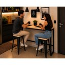 Ver imagem 3 de Mesa Jantar Aparador Bancada Alta Industrial 100x80cm Tampo Bege Pés Preto