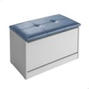 Ver imagem 1 de Sapateira Puff Bau Cama Versatile Premium Luxo até 12 Pares - Branco/azul