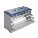 Ver imagem 3 de Sapateira Puff Bau Cama Versatile Premium Luxo até 12 Pares - Branco/azul