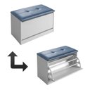 Ver imagem 2 de Sapateira Puff Bau Cama Versatile Premium Luxo até 12 Pares - Branco/azul
