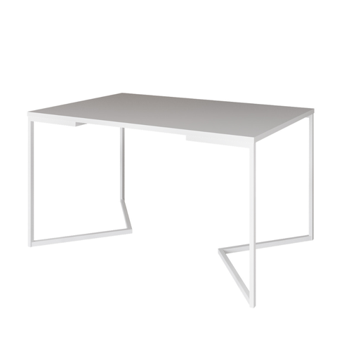 Mesa de Jantar Industrial Base De Ferro Branco em V Tampo 137x90 Branco