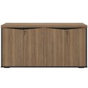 Ver imagem 3 de Balcão para Escritório 04 Portas 160cm com Chaves Unik A02 Nogal Preto - Lyam Decor