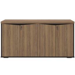 Balcão para Escritório 04 Portas 160cm com Chaves Unik A02 Nogal Preto - Lyam Decor - 3