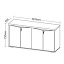 Ver imagem 5 de Balcão para Escritório 04 Portas 160cm com Chaves Unik A02 Nogal Preto - Lyam Decor