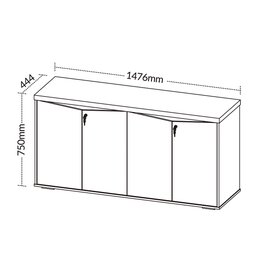 Balcão para Escritório 04 Portas 160cm com Chaves Unik A02 Nogal Preto - Lyam Decor - 5