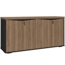 Ver imagem 1 de Balcão para Escritório 04 Portas 160cm com Chaves Unik A02 Nogal Preto - Lyam Decor