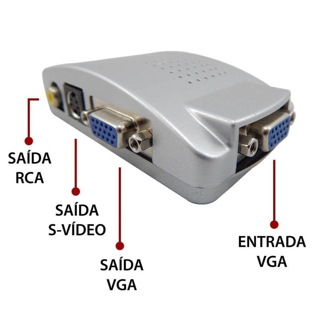 Conversor Adaptador Vga para Rca e S Vídeo Pc Tv - 2