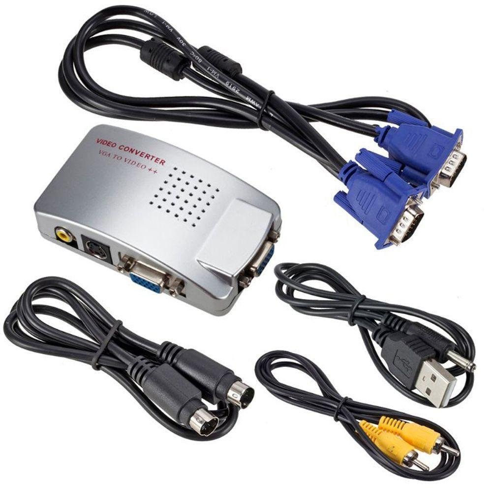 Conversor Adaptador Vga para Rca e S Vídeo Pc Tv - 1