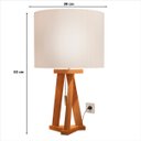 Ver imagem 3 de Abajour de Mesa Reto Juno Base Madeira e Cúpula Crú Sal