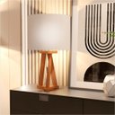 Ver imagem 2 de Abajour de Mesa Reto Juno Base Madeira e Cúpula Crú Sal