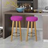 Kit 6 Banqueta Alta elegance Bar Balcão Cozinha Bancada Pé Castanho Suede Pink - Móveis Mafer - 5