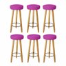 Kit 6 Banqueta Alta elegance Bar Balcão Cozinha Bancada Pé Castanho Suede Pink - Móveis Mafer - 1