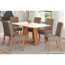 Ver imagem 1 de Sala de Jantar Lins com Tampo Reto 160x90cm e 6 Cadeiras Malu Nature Marrom Amêndoa