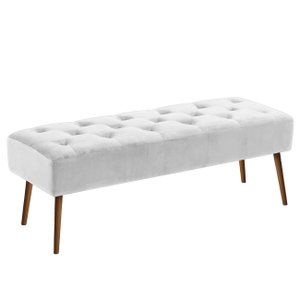 Banco Estofado Rubi 1,20m Suede Branco - Clique Decorações