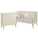 Ver imagem 4 de Jogo de Quarto Infantil Theo Cômoda 3 Gavetas e Berço Areia Fosco com Pés Madeira Natural Reller