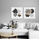Ver imagem 1 de Quadros Composição Forma Moldura Branca 2X 30X30Cm