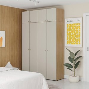 Guarda-Roupa 4 Módulos 8 Portas 6 Prateleiras Frame CabeCasa MadeiraOriginals