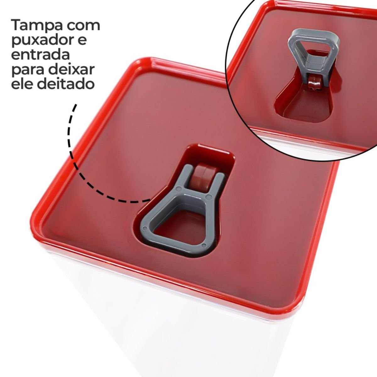 Kit Organizador Hermético Dubai com 3 Potes – Praticidade e Organização para Sua Cozinha Cor:vermelh - 3