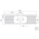 Ver imagem 2 de Pia de Apoio Tramontina Ribon 2C 34 em Aço Inox 200 x 55 cm