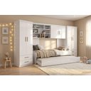 Ver imagem 1 de Jogo de Quarto Chiara 5 Peças - Roupeiro 2 Portas Módulo Aéreo e Cama com Auxiliar - Branco