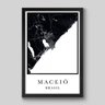 Quadro Mapa Maceió - 90x60cm - Moldura Caixa Preto - 1