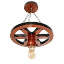 Ver imagem 4 de Pendente Luminária Lustre Roda de Carroça 33cm de Madeira Maciça - Mogno