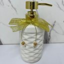 Ver imagem 2 de Porta sabonete líquido branco de cerâmica com trabalhado