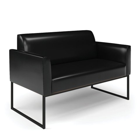 Sofá Namoradeira Base Industrial Preto Marisa Corano Preto D03 - D'Rossi