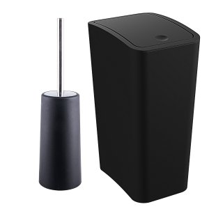Lixeira 8l com Tampa Click Retangular + Escova Sanitária com Suporte para Banheiro | Astra