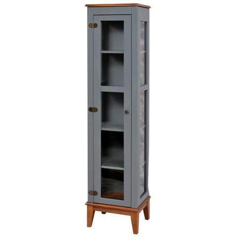 Cristaleira Remy 1 Porta Cor Cinza com Base Amêndoa 180 Cm - 60757