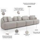 Ver imagem 4 de Sofá 5 Lugares para Sala de Estar Living 388cm Arlo F04 Linho Cru - Lyam Decor