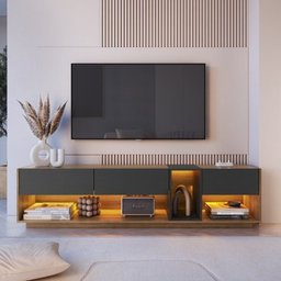 Rack com Painel para Tv até 75 Polegadas Liverpool Ra8001 com Led e Impressão Ripada 3d - 6