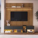 Ver imagem 2 de Rack com Painel Ripado para TV até 75 Polegadas com LED 185,5CMX228,4cm Liverpool RA8001 e Impressão Ripada 3D Yescasa Marrom