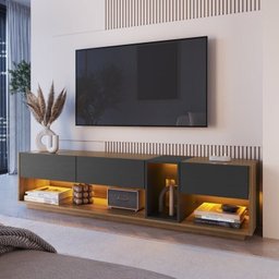 Rack com Painel para Tv até 75 Polegadas Liverpool Ra8001 com Led e Impressão Ripada 3d - 4