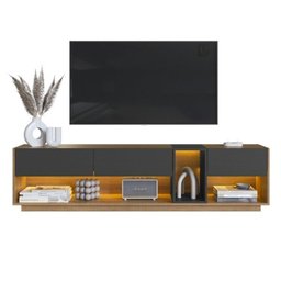Rack com Painel para Tv até 75 Polegadas Liverpool Ra8001 com Led e Impressão Ripada 3d - 8