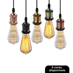 Kit 2 Lustres Pendentes Luminária Vintage Metal Fume - 7