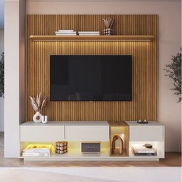 Rack com Painel para Tv até 75 Polegadas Liverpool Ra8001 com Led e Impressão Ripada 3d - 2